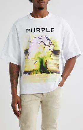 Purple Textured Cotton Jersey Graphic T-Shirt in White at Nordstrom Rack, Size Xx-Large
