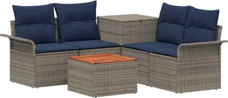 vidaXL Juego De Sof&aacute; 6 Uds. 4-n&uacute;mero De Plazas Gris Y Azul Marino Vidaxl