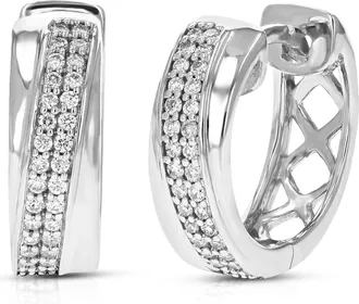 Vir Jewels 1/4 cttw Lab Grown Diamond Hoops Earrings in Sterling Silver With Hidden Post For Women
