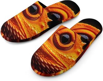 Generic Bearded Dragon Mens Slippers Flannel Warm House Shoes with Rubber Anti-Slip Sole Slip On for Home Outdoor