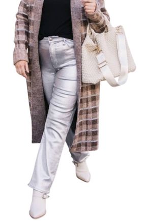 Daze Smarty Pants High Rise Slim In Coated Silver Bullet