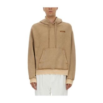 Moschino Hoodies & sweatvesten, Heren, Bruin, L, Katoen, Logo Hoodie