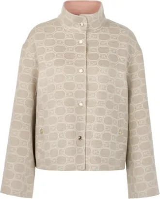 Marc Cain Jassen, Dames, Grijs, 2Xl, Wol, Omkeerbaar jack van wolmix