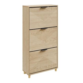 SoBuy Sobuy Armario Zapatero De 3 Cajones Roble Claro 60x24x120cm Moderno Fsr213-n