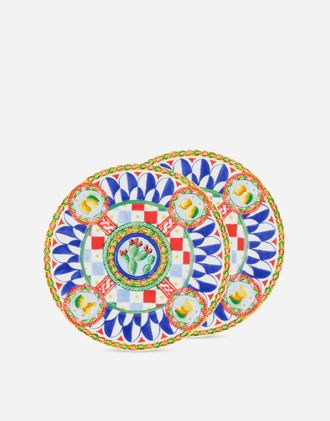Dolce & Gabbana Set 2 Dessert Plates In Fine Porcelain - Dessert Plates Multicolor Onesize