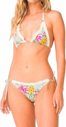 PQ Swim Floret Carrie Crochet Trim Tie Side Bottom In Multi
