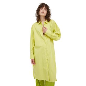 Sams&oslash;e & Sams&oslash;e Buttoned Tie Shirt Dress - Dames - Shirt Kleedjes - Groen - XS - Katoen - Kleedjes