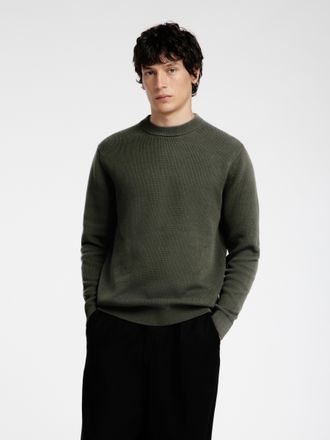 Selected Rundhalspullover SELECTED SLHDANE LS KNIT STRUCTURE CREW NECK NOOS, Herren, Gr. S, gr&uuml;n (forest night), Strick, Obermaterial: 100% Baumwolle, unifarbe