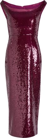 Roland Mouret Sequin-embellished Mesh Midi Dress - Dark Pink - 12 (UK16 / XL)