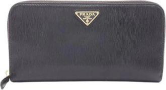 Prada Pre-owned Wallets, female, Black, Size: ONE SIZE Pre-owned Vittello Move TR Leather Long Wallet