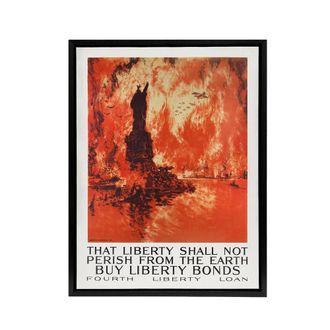 Artery8 J Pennell Liberty Shall Not Perish From The Earth Framed Canvas Art in Orange | Size: W24 x H32