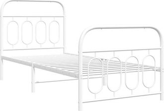 vidaXL Metal Bed Frame without Mattress with Footboard White 90x200cm Vidaxl