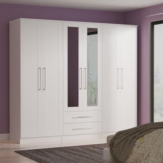 Welcome Furniture Malton Ready Assembled Tall 6 Door 2 Drawer 2 Mirror Wardrobe In White Ash - Welcome Furniture | TJ Hughes