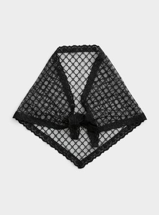 Simons Womens Scalloped lace black triangular scarf