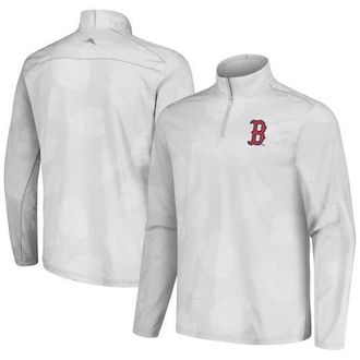 Tommy Bahama Mens Tommy Bahama Gray Boston Red Sox Delray Frond IslandZone Half-Zip Jacket at Nordstrom, Size Xxx-Large