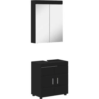 vidaXL Bathroom Furniture Set with Shelf TULUM Black Engineered Wood vidaXL