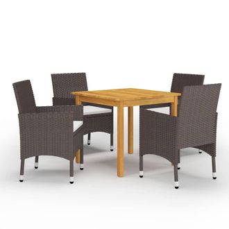 vidaXL Juego De Comedor De Jard&iacute;n De 5 Piezas Marr&oacute;n Vidaxl