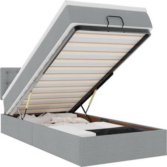 vidaXL Vidaxl - Estructura De Cama Otomana Con Colch&oacute;n Tela Gris Claro 80x200cm