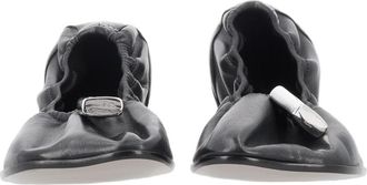 Maison Margiela Soft Gathered Leather Flats with Metallic Accent