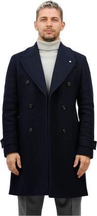 L.B.M. 1911 Wollen Jersey Jas - Heren - Mantel - Blauw - XL - Wol - Jassen