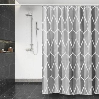 OEM 1 Juego De 180 X 200 Cm, Gris, Con 12 Ganchos, Cortina De Ducha De Secado R&aacute;pido Fabricada En Tejido De Poli&eacute;ster - Crezuo