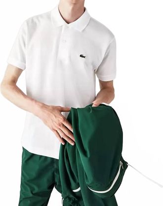 Lacoste Mens Short Sleeve Classic Pique Polo Shirt In White