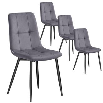 Vasagle Juego de 4 sillas de comedor de terciopelo de color gris pizarra
