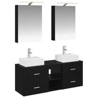 vidaXL Juego De Muebles De Ba&ntilde;o 5 Uds. Roble Negro Vidaxl