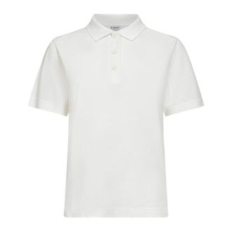 Burberry Tops, Dames, Wit, M, Katoen, Cotton Polo Shirt