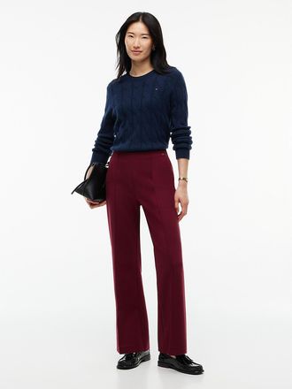Tommy Hilfiger Womens Flared Cropped Ponte Pull-On Pant - Burgundy - XXL