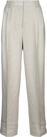 Toteme Dubbelgeplooide Rechte Broek - Dames - Broeken - Beige - S - Broeken