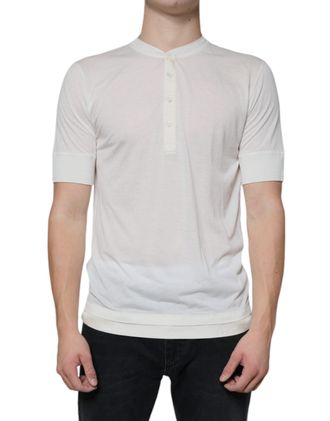 Dolce & Gabbana Mens Off White Cotton Short Sleeves T-Shirt Silk