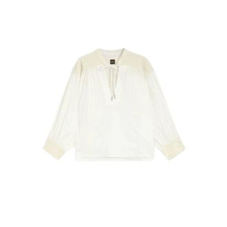 HUGO BOSS C_Brodes Blouse - Dames - Blouses & Shirts - Beige - Maat: S Katoen