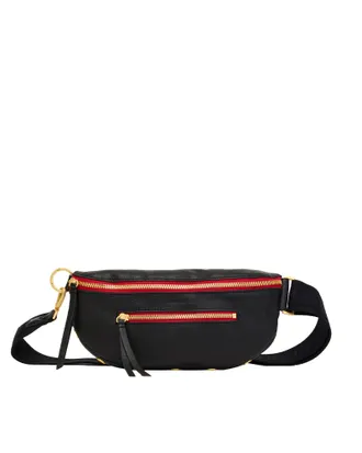 Hammitt Hammitt Charles Crossbody Black Brushed Gold Red Zip