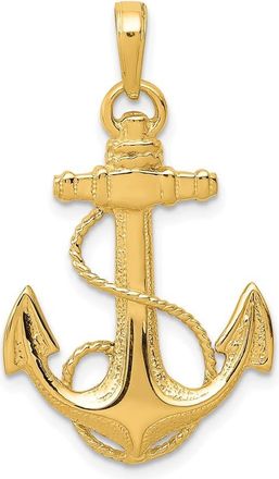 Diamond2Deal 14k Yellow Gold Anchor Rope Pendant