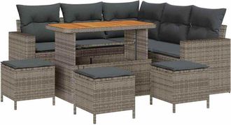 vidaXL Garden Sofa Set with Cushion 9 pcs Grey 110 x 55 x 71 cm vidaXL