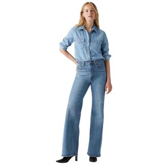 Levi's Damesjeans met hoge taille en wijde pijpen, met ribpatroon (Wandelingen in Sonoma)