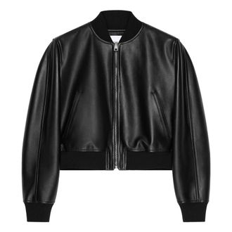 Givenchy Jassen, Dames, Zwart, M, Leer, Light Cropped Bomber