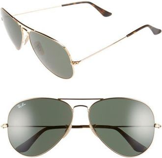 Ray-Ban 62mm Aviator Sunglasses in Gold/Dark Green at Nordstrom