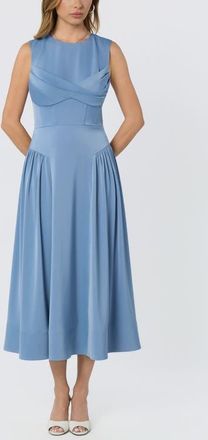 ASTR the Label Seraphina Pleated Twist Corset Midi Dress in Dusty Blue at Nordstrom, Size X-Large