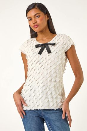 Roman Bow Front Frilled Top