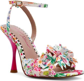 Betsey Johnson Hilley Ankle Strap Sandal in Natural Floral Multi at Nordstrom, Size 5.5