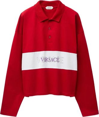 Versace Poloshirt met lange mouwen - Heren - Polos - Rood - M - Katoen - Tops