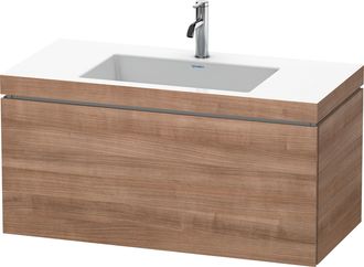 Duravit Lavabo Para Muebles Duravit L-cube C-bonded Con Base, Colgante, 100x48 Cm, 1 Extra&iacute;ble, Sin Rebosadero, 1 Agujero Para Grifo, Color: Cerezo Del Tesino