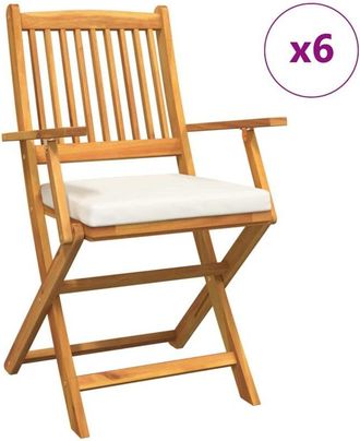 vidaXL Vidaxl - Folding Chair 6 pcs White 49 x 57.5 x 92cm Solid Acacia wood