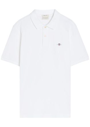 GANT Logo-embroidered Piqu&eacute; Cotton Polo Shirt - White - Xxl