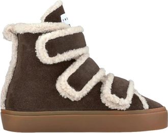 INUIKII Shearling Velcro Wedge - Dames - Sneakers - Bruin - 37 EU - Leer - Schoenen