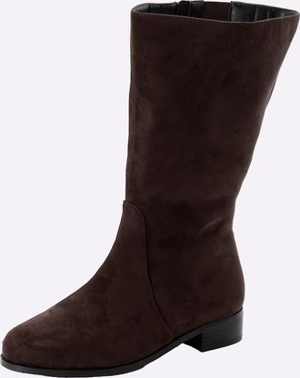 Sheego Weitschaftstiefel SHEEGO, Damen, Gr. 37, XXL-Schaft, beige (schoko), Lederimitat, Schuhe Weitschaftstiefel