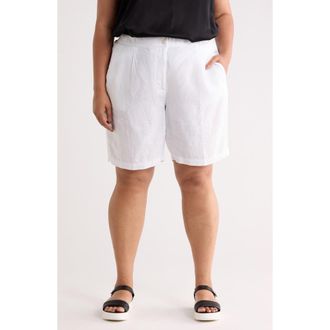 Eileen Fisher Organic Linen Shorts in White at Nordstrom Rack, Size 1X