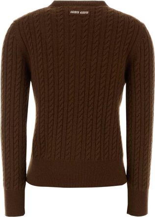 Miu Miu Cable-Knit Cashmere Cardigan - Brown